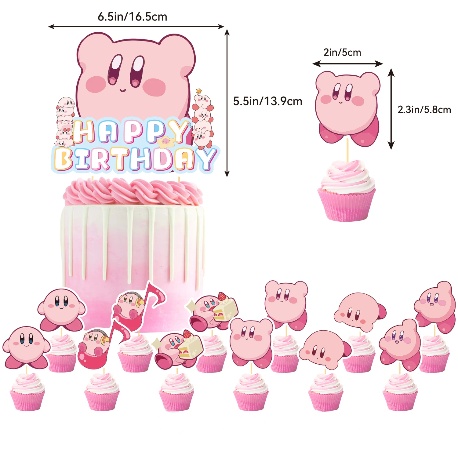 

Аниме мультфильм Кирби каваи день рождения сцена украшения набор милый творческий тема украшения вытащить флаг воздушный шар бумажный фла...