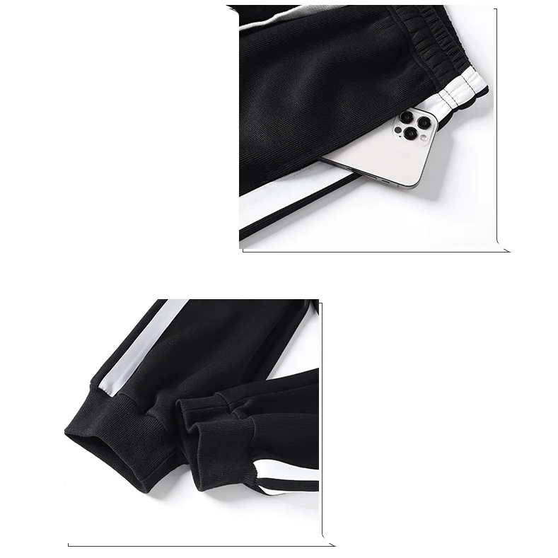 2023 New Mens Hooded Tracksuits Side Striped Spring Autumn Men's Sets Hoodies + Sweatpants 2 Piece Set Male Sportswear Tracksuit