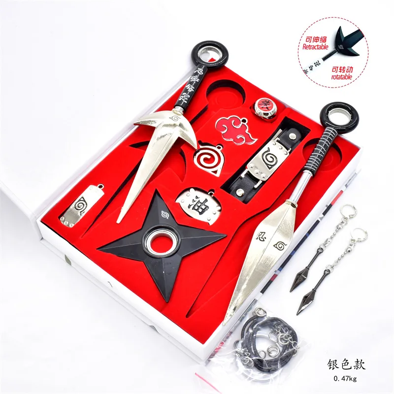 Японская аниме модель оружия Kuani Asuma Shuriken самурайский Катана ниндзя меч брелок из настоящей стали кольцо браслет подарок игрушка для ребенка