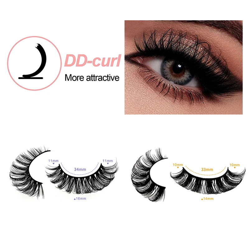 FAIRYTIS DD Curl 3 Pairs Soft Natural False Eyelashes Russian Volumes 3D Fluffy Faux Mink Lashes Reusable Fake Extension