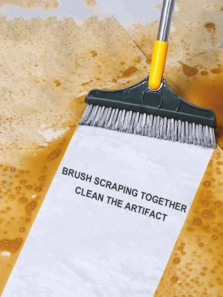 

Floor Scrub Brush 2 In 1 Cleaning Long Handle Removable Wiper Magic Broom Brush Squeegee Tile Kitchen Window Cleaning Tools