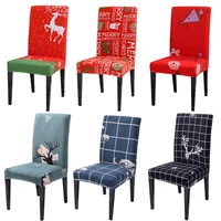 christmas elk printed chair cover stretch spandex seat covers for office room hotel kitchen festive dining table decoration dust