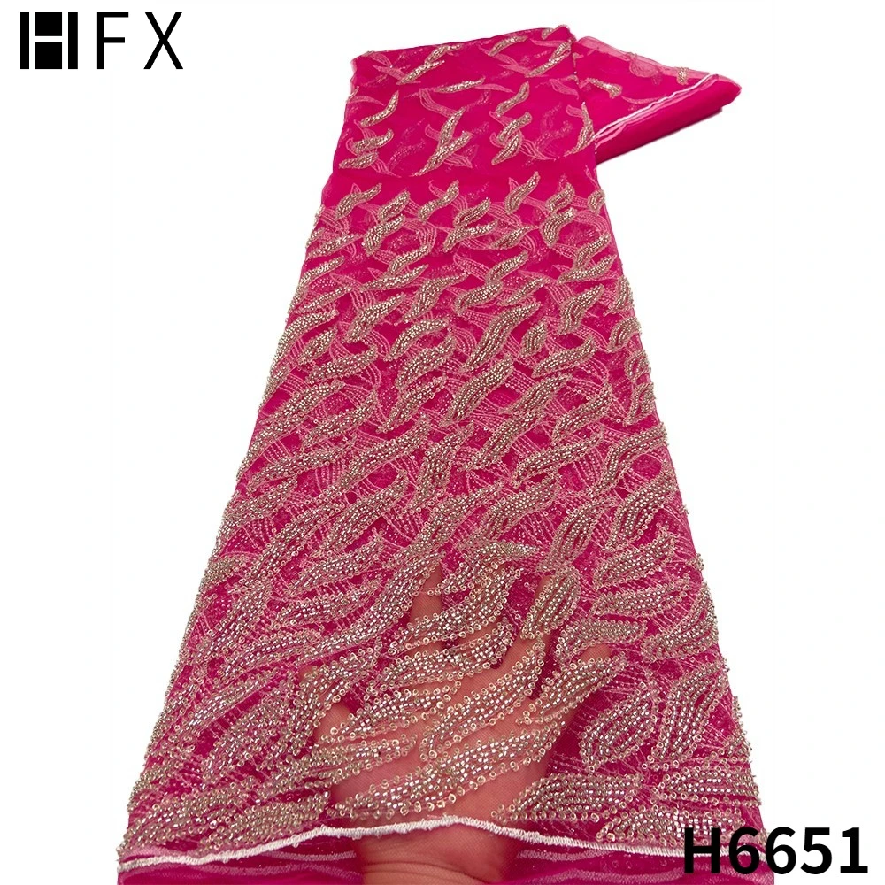 

High-End Full Beading Sequined Lace Fabric 2022 Latest Nigerian French Net Laces With Sequins Beaded Bridal Lace Fabric F6651