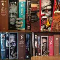 1pcs horror peeping on the bookshelf monster human face resin bookends bookstand sculpture collecting cd albums bookshelf decor