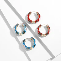 2022 new design enamel small hoop earrings for women trendy boho ethnic multicolor geometric circle earring wedding jewelry gift