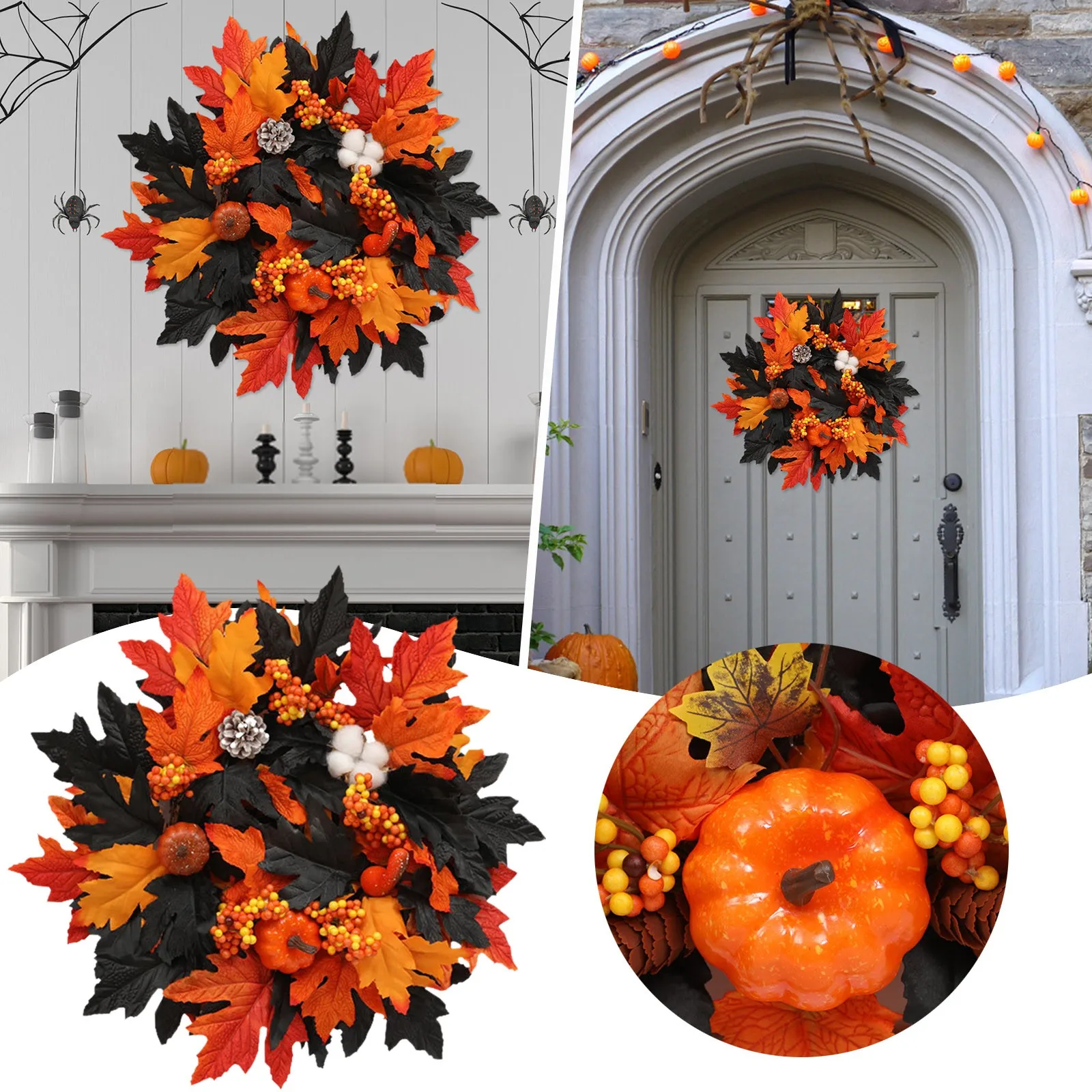 

Thanksgiving Wreath Door Hanging Wall Decoration Pendant Thanksgiving Valentines Day Wreath 20 Inch Fall Front Door Decor