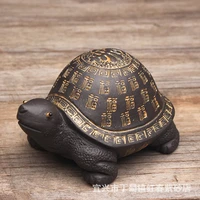 natural purple clay ceramics handmade carving blessing fu turtle tortoise ornament kung fu tea pet crafts fortune mascot decor