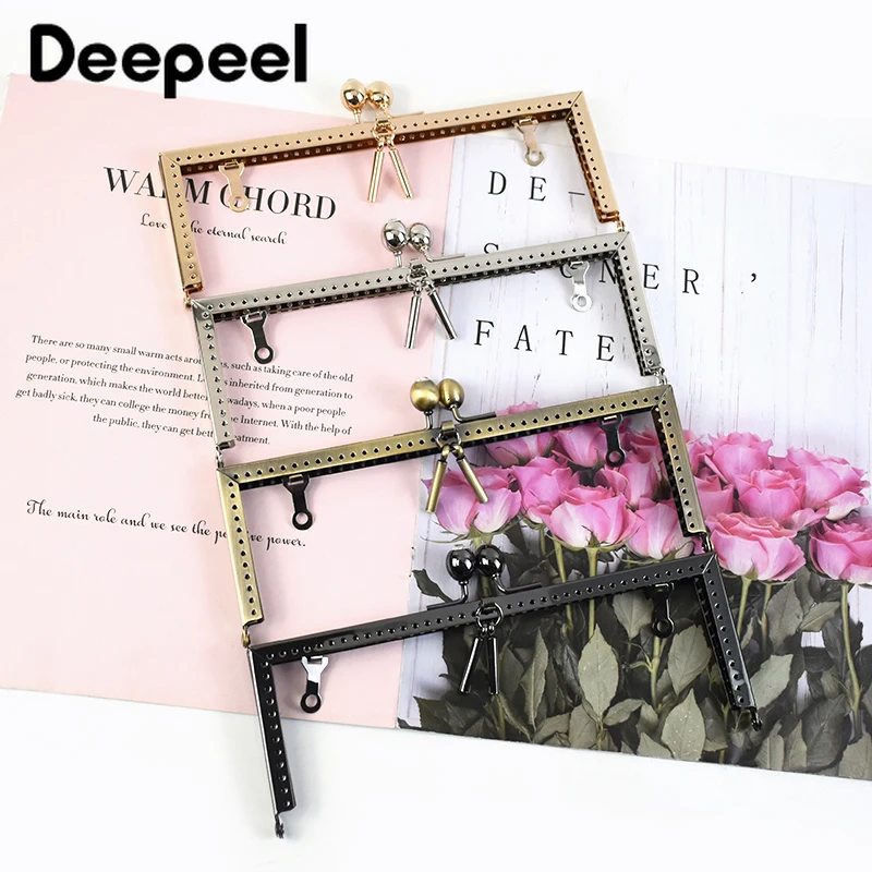 2Pcs 20.5cm Smooth Bag Handle Square Sewing Brackets Purse Frame Metal Kiss Clasp Handles for Making Bags Handmade Accessories