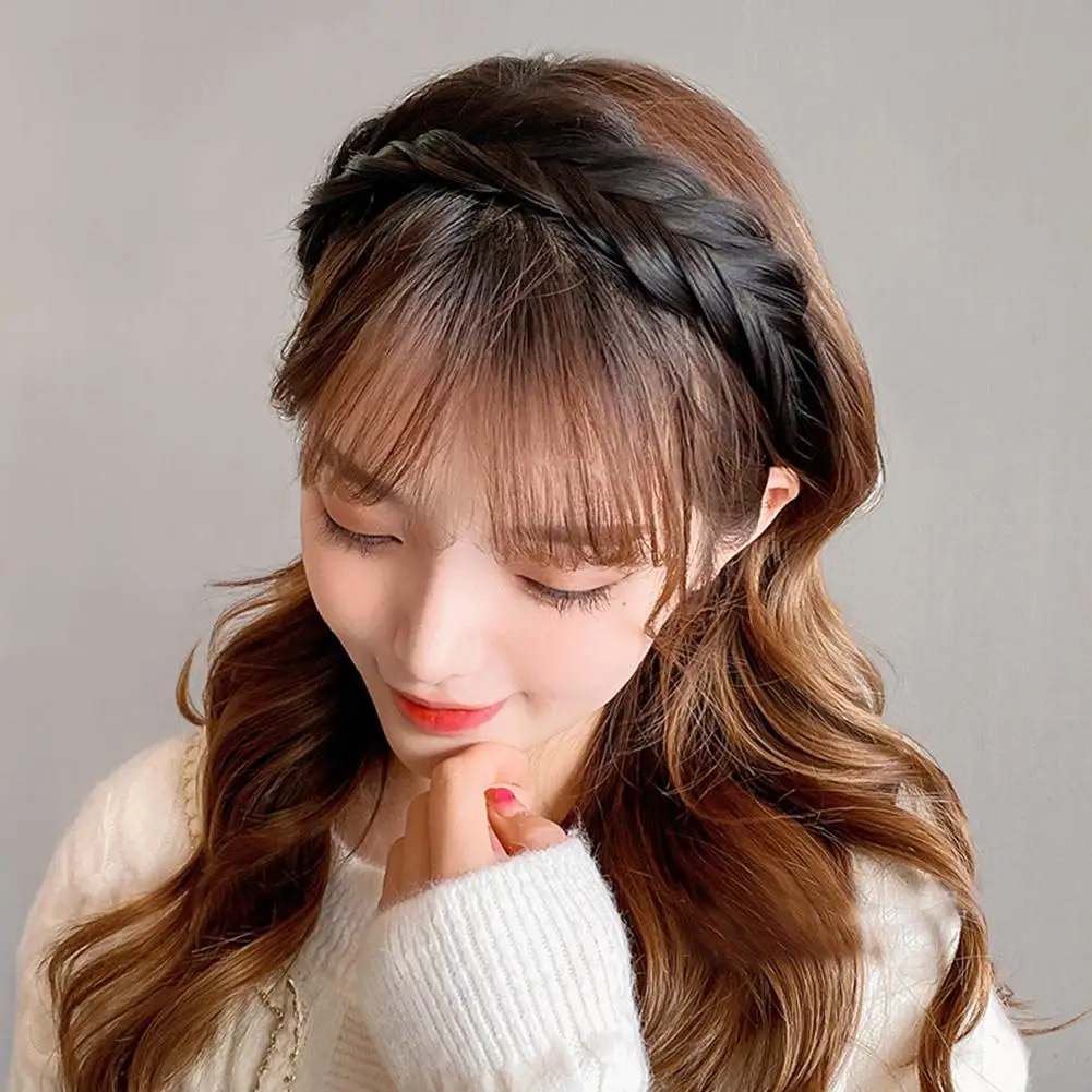 Искусственная повязка на голову нескользящая в виде рыбьей косы ободок для волос