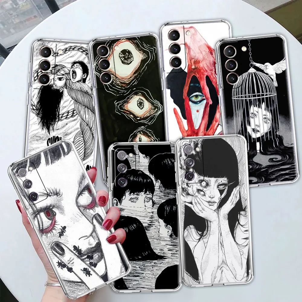 

Soft Case for Samsung Galaxy S22 S22 S21 S20 Ultra FE S10 S9 Plus Note 20 10 plus 9 phone Clear Coque Japan Horror Manga