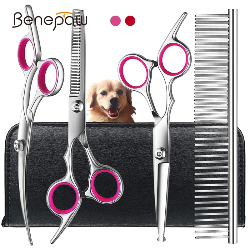 

Benepaw Professional Dog Scissors Kit Safe Round Tips Stainless Steel Pet Grooming Clippers Thinning Straight Curved Shears Comb