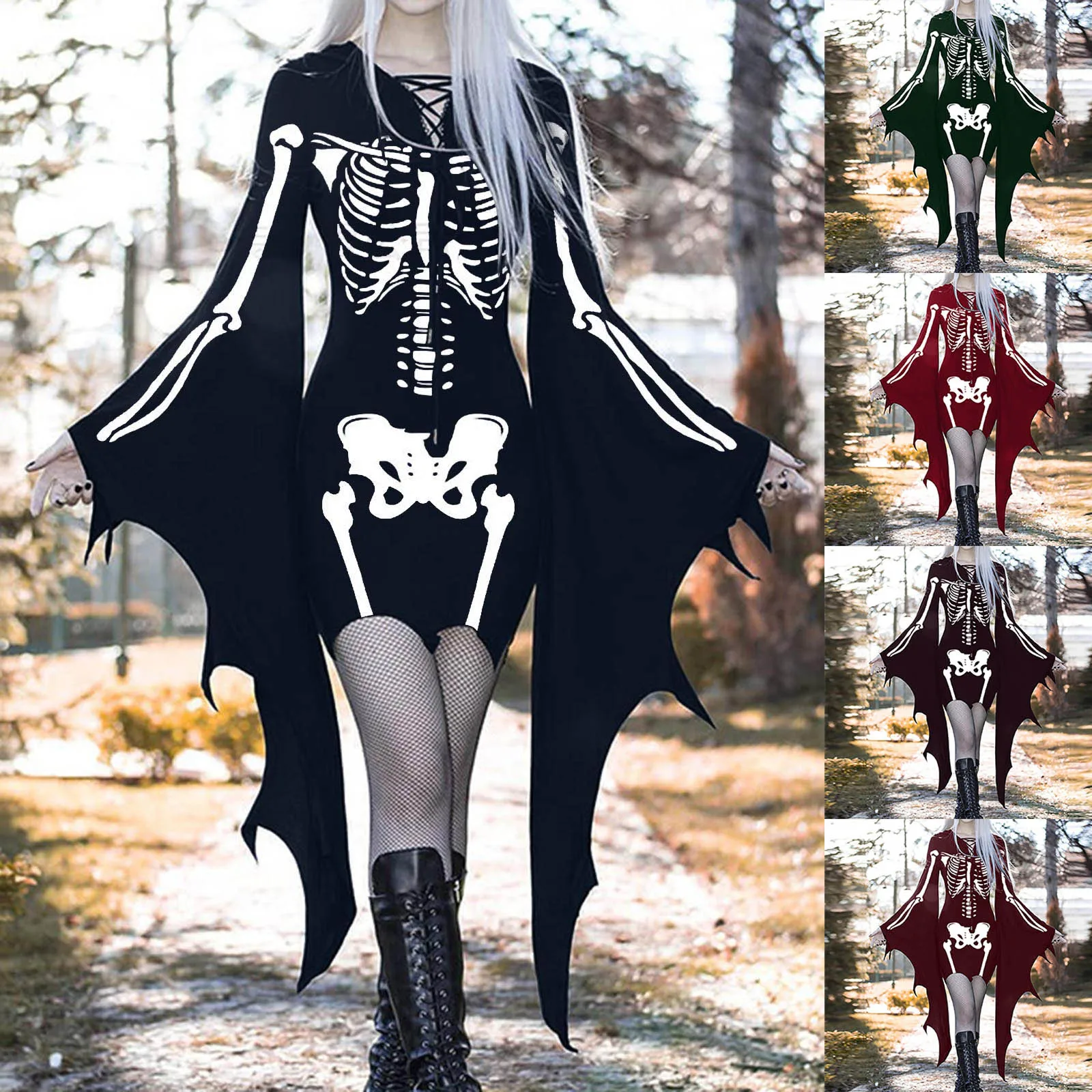 

Carnival Halloween Medieval Renaissance Elf Victorian Party Bat Dress Women Gothic Skeleton Vampire Devil Witch Cosplay Costumes
