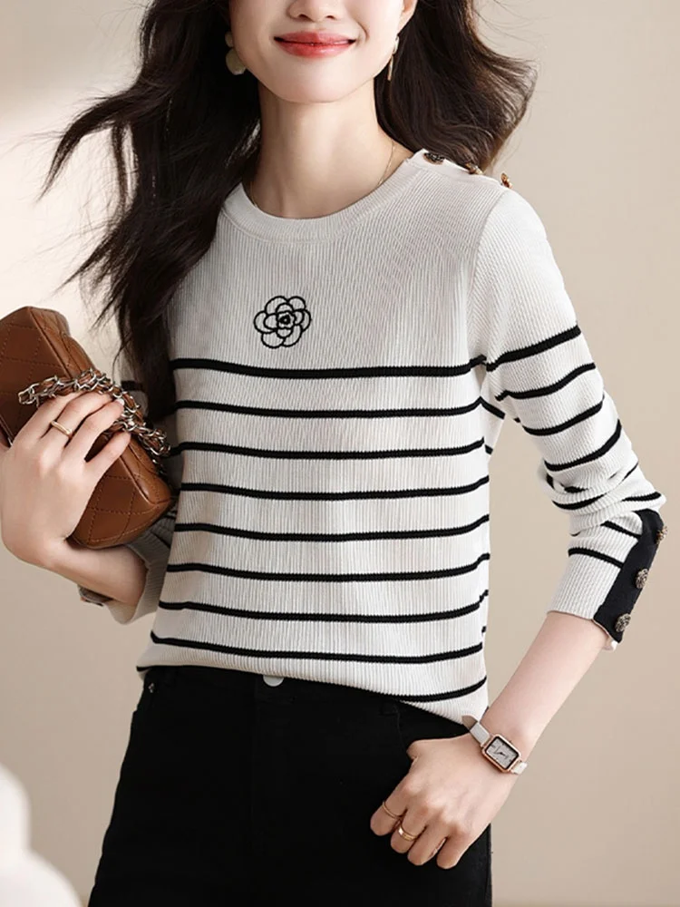 La Chabell Puella Camellia с вышивкой на плечах и пуговицами в полоску новый элегантный