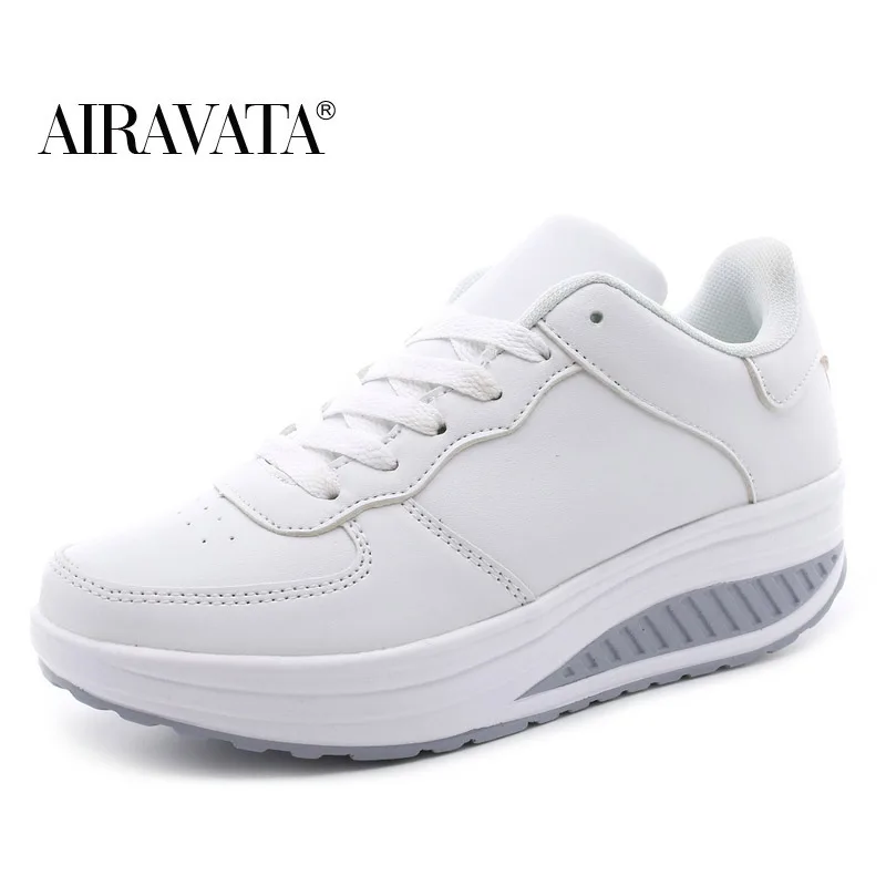 Women's Shake Shoes Cushioned White Nurse Shoes Fly Weaving Athletic Sneakers Zapatillas Gimnasio Mujer