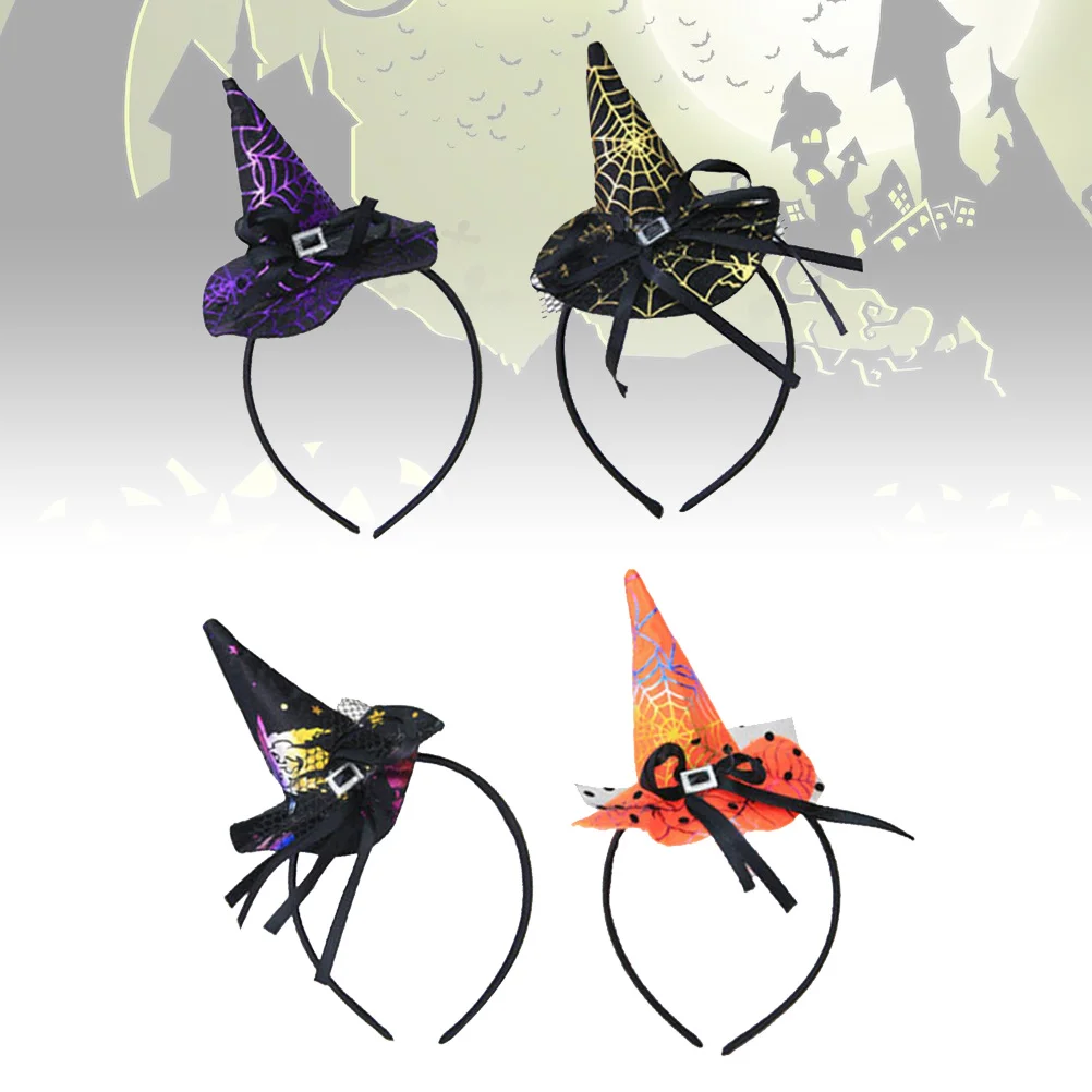 

4 Kids Headband Witch Hat Novelty Fashion Hairband for Masquerade Party