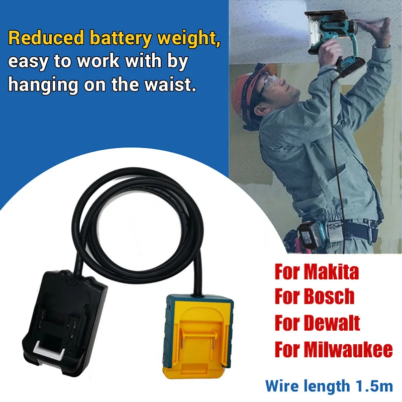 Portable Battery Extension Cord Tool for Makita 18V Li-ion Battery Adapter for Dewalt 18V 20V Max for Bosch for Milwaukee