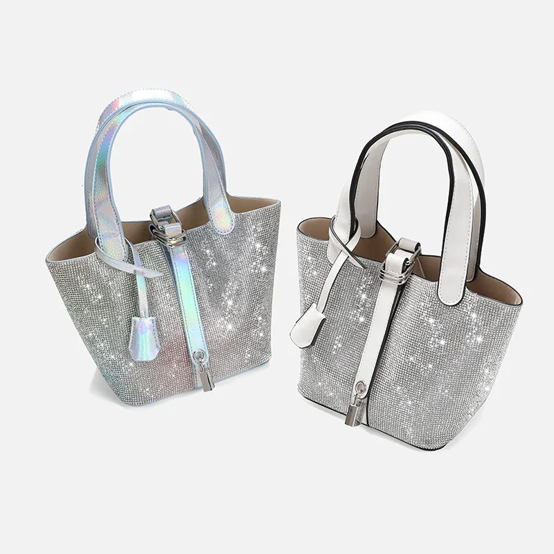 

Rhinestone Chain Bucket Bag 2022 New High-end Fashion Flash Diamond Shoulder Messenger Bags Women Purse and Handbags Sac A Main