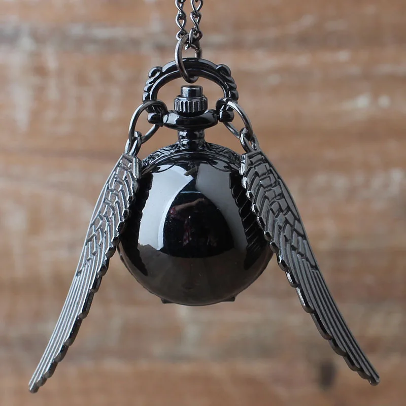 

Tungsten Steel Black Pocket Watch Spherical Smooth Hanging Chain Watch Male And Female Students Fashion Animation Cartoon Film