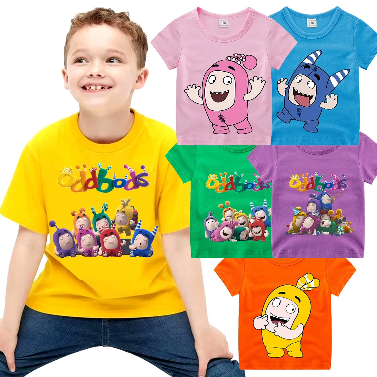 Oddbods футболки для малышей на день рождения, летние хлопковые футболки для мальчиков и девочек в стиле аниме, Рубашки, Топы с коротким рукавом с мультипликационным рисунком, детская одежда, подарки