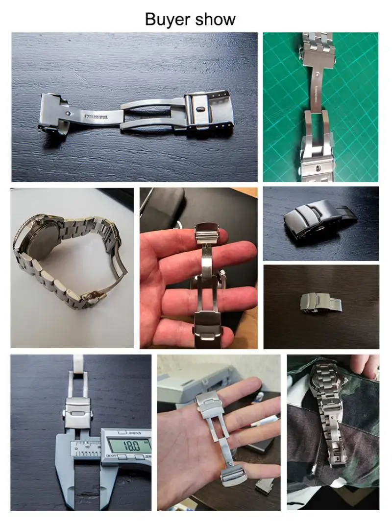 18mm 20mm 22mm 24mm 316L Stainless Steel Fold Safety Clasp Buckle Clasp Fit for Seiko Dive Watch