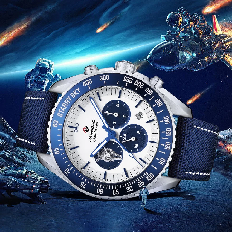 

2022 New Hanboro Calendar Fully Automatic Watch Waterproof Mechanical watches for men Steel Case Business Casual man wrist watch