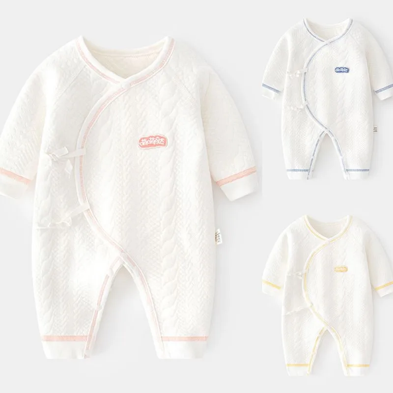 

Осенний однотонный комбинезон, новый дизайн, комбинезоны для девочек от 0 до 6 месяцев, милые комбинезоны с круглым вырезом, мягкая теплая До...