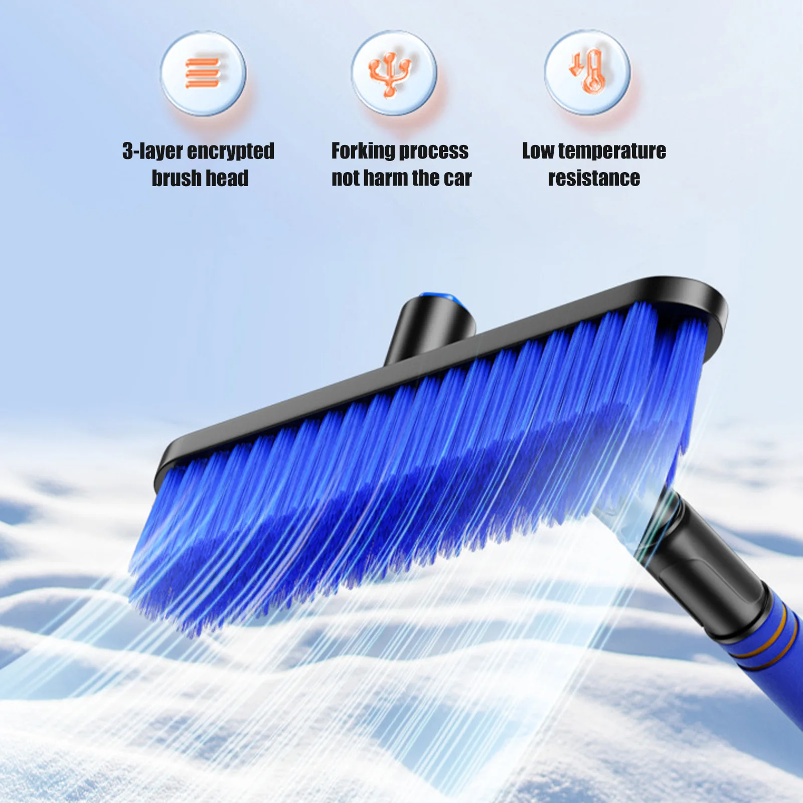 Зимний автомобильный скребок для чистки снега льда 3-в-1 многофункциональная