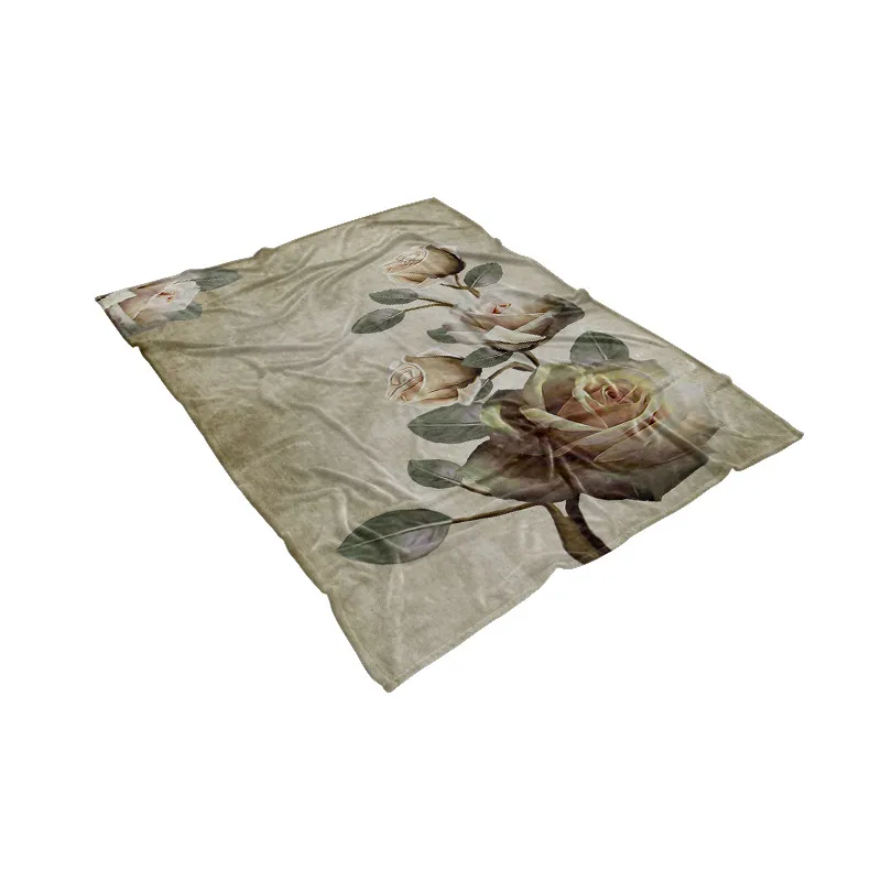 

Floral Blanket For Bed Thin Flannel Sofa Throw Blanket Custom Plaid Velvet Bed Cover For Girls Single Portable Nap Covering