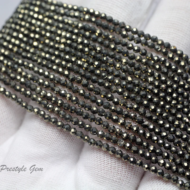 Meihan (5 нитей/комплект) натуральные 2 мм пиритовые граненые круглые камни бусины