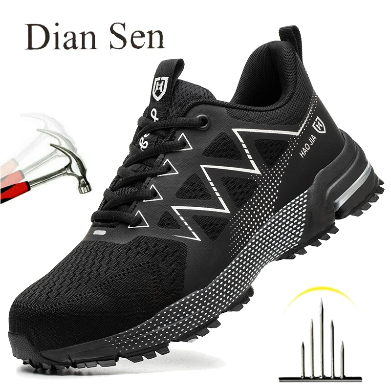 

Diansen Lightweight Safety Shoes for Men Fashion Safety Boots Steel Toe Anti-smash Labor Shoe Comfortable Breathable Sneaker