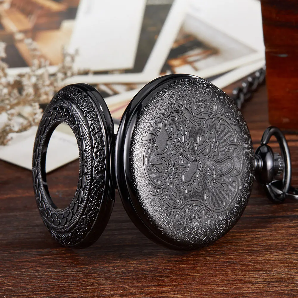 Hollow Mechanical Pocket Watch Harvest Symbol Steampunk Skeleton Hand-winding Fob Watches With Chain For Men Women Pendant Retro