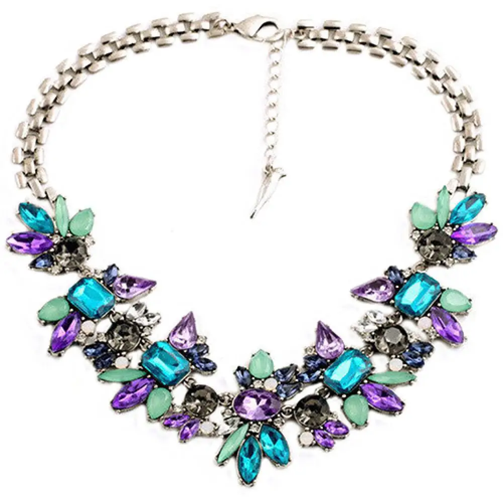 

Women's Rhinestone Flower Cluster Bib Pendant Choker Chain Charm Pendant Necklace Fashion Jewelry Necklace