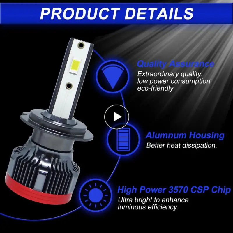 

Car Led Headlights Multifunctional White Light Car Front Light Bulb Practical Universal Led Car Headlights Car Accessories 6000k
