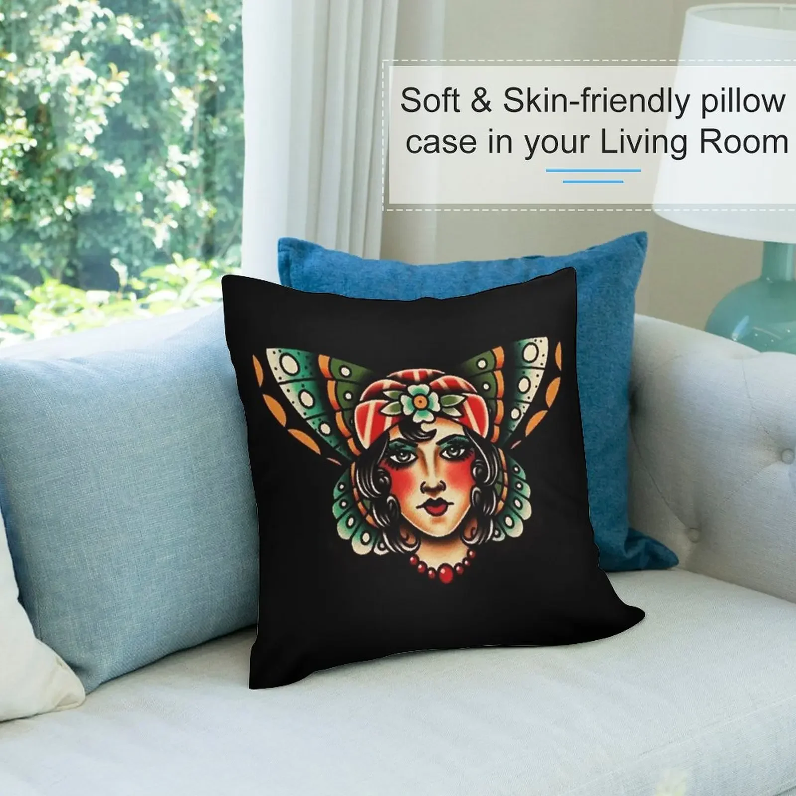 Традиционная бабочка цыганская леди татуировка подушка чехол для подушки