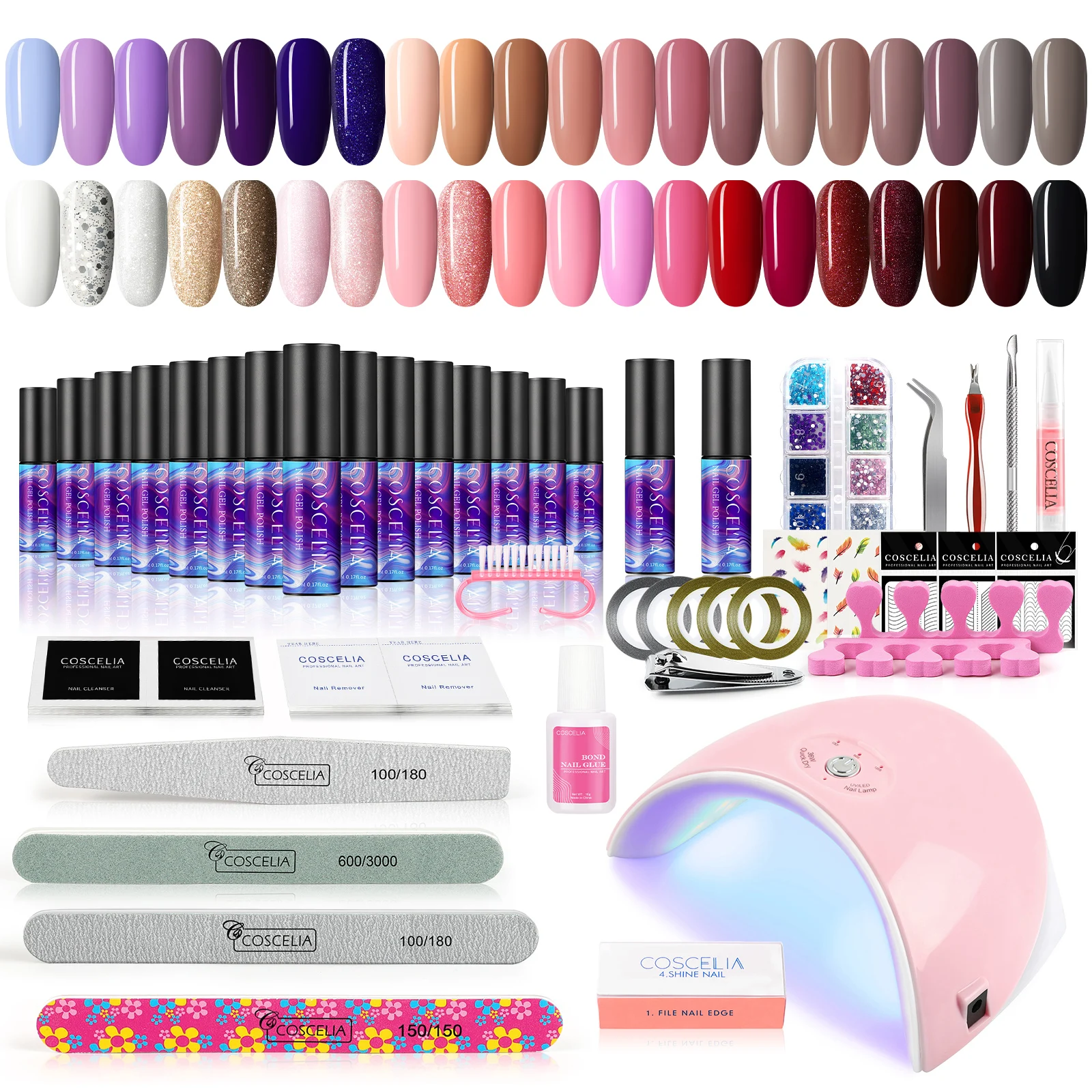 

Nail Polish Set With UV LED Lamp Gel Nail Polish Set Base Top Coat Soak Off Manicure Nail Art Tool Decorations Set