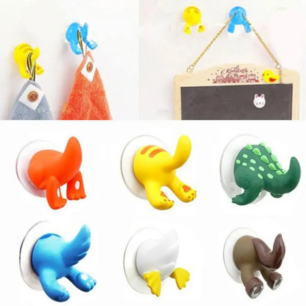Lovely Cartoon Animal Tail Shape Sucker Kitchen Bathroom Wall Hook Strong Vacuum Suction Cup Hot images - 6