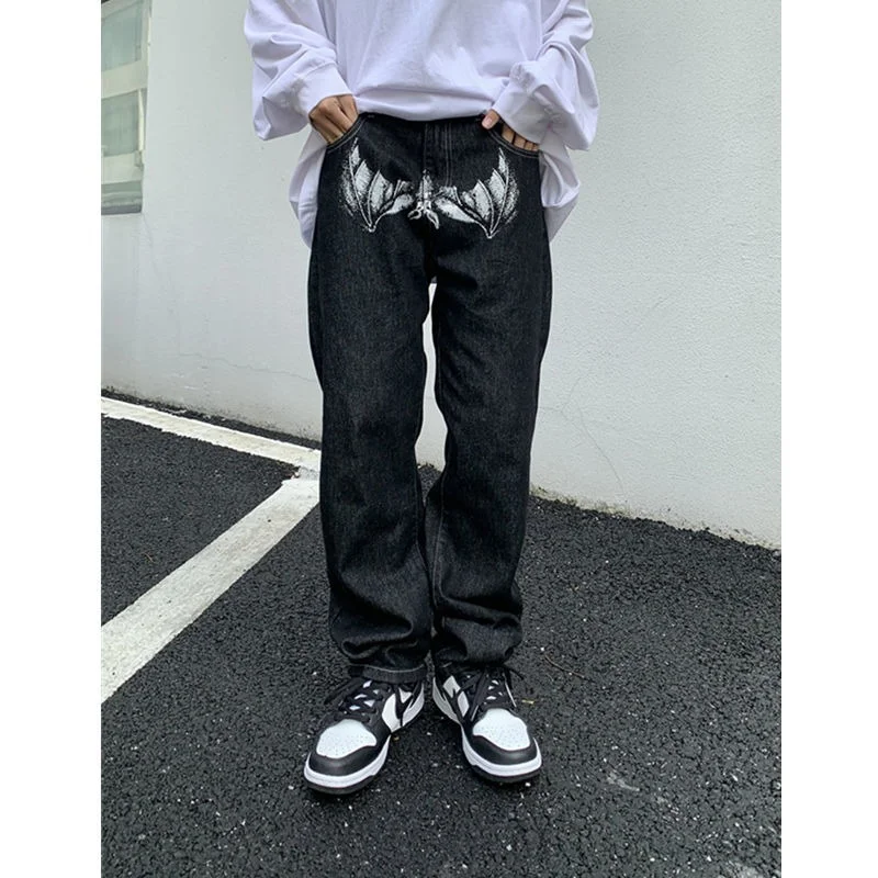 Printed skull jeans retro street 