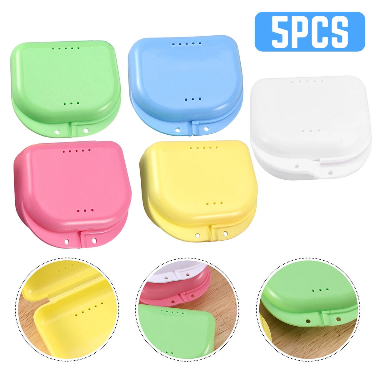 

Harupink 5 шт. коробка для стоматологических креплений, портативный контейнер для фотографий, дышащий многоразовый контейнер для крепления с отверстиями для вентиляции, красочный