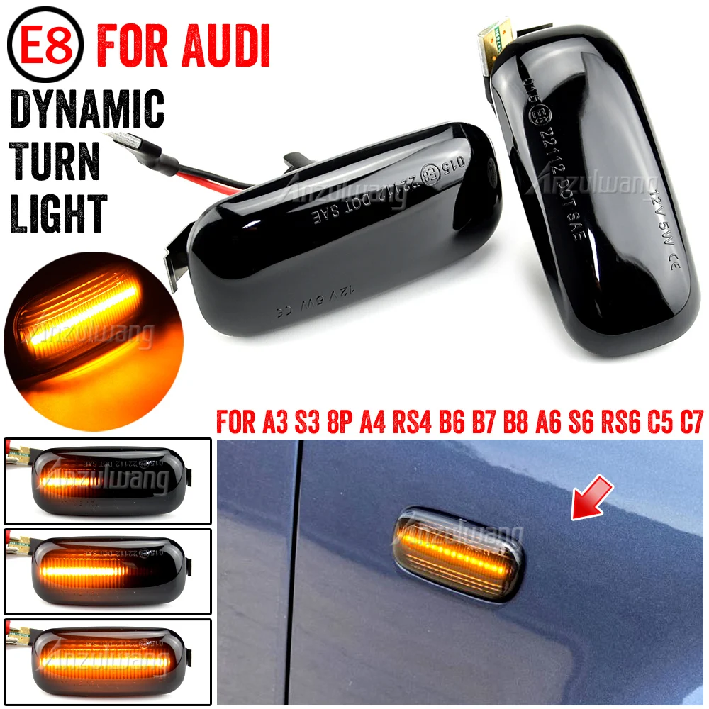 

2X Flowing Sequential Led Car Dynamic Flashing Blinker Side Marker Light For Audi A3 S3 8P A4 S4 RS4 B6 B7 B8 A6 S6 RS6 C5 C7