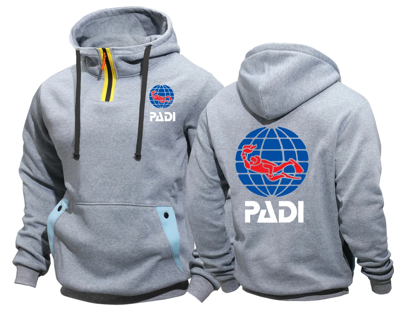 Фото Padi Scuba Driver с карманом на полузастежке для спорта и фитнеса, повседневная толстовка, куртки с капюшоном, толстовки, бейсбольная куртка №5