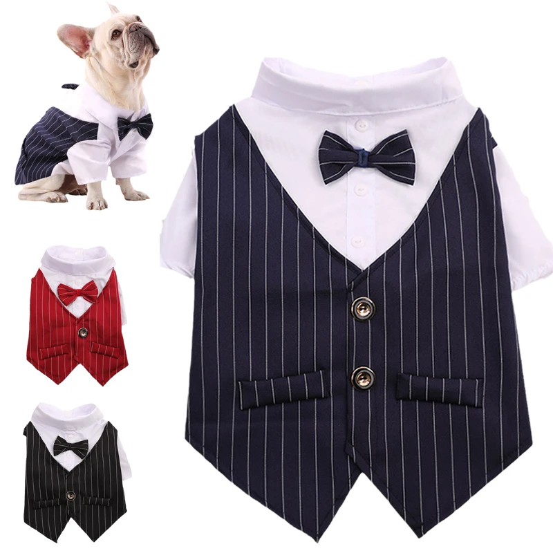 French Bulldog Pet Party Suit Tuxedo Weeding Formal Dog Clothes for Small Dogs Clothing Puppy Pug Corgi Shirts mascotas Costume