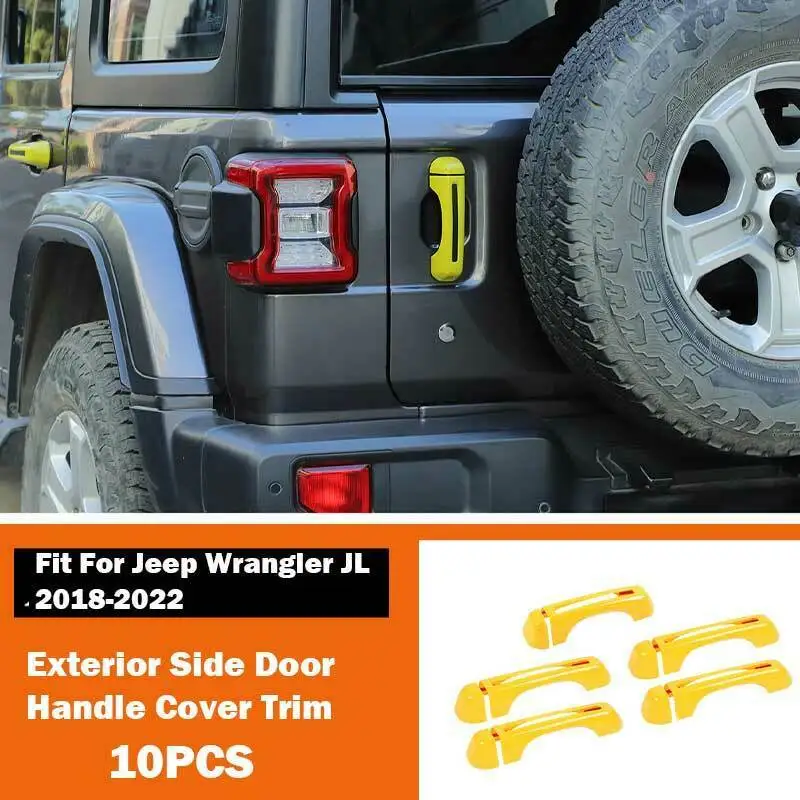 

For Jeep Wrangler JL 4DR 2018-2022 Side Door+Tailgate Handle Cover Yellow 1Set