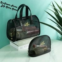 stand cosmetic bag for women clear zipper makeup bag travel female makeup brush holder organizer toiletry bag
