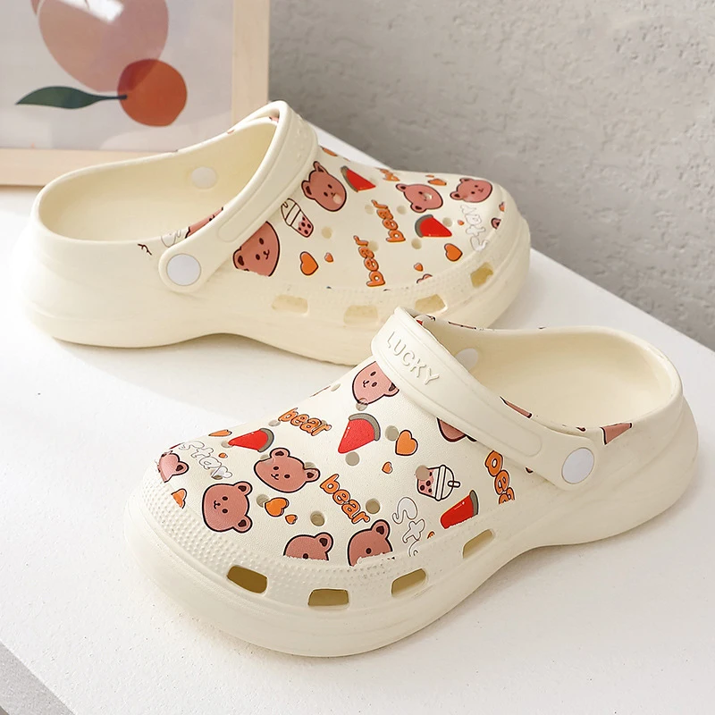 

Fashion Clogs For Women Summer Thick Platform Sandal Outdoor Casual Slipper Lovely Hole Shoes Comfortable Mules Beach Sandals