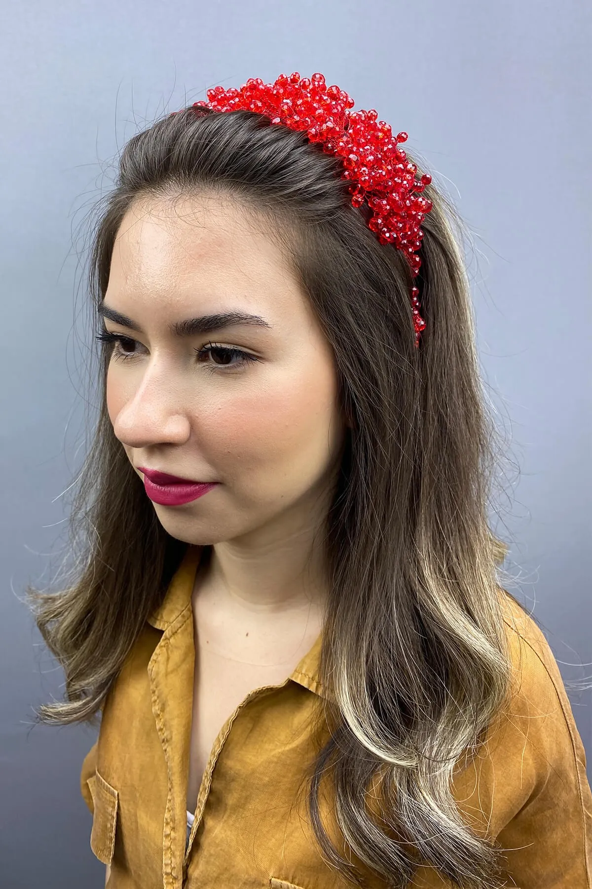 

Red Asian Crystal Bridal Hair Accessory