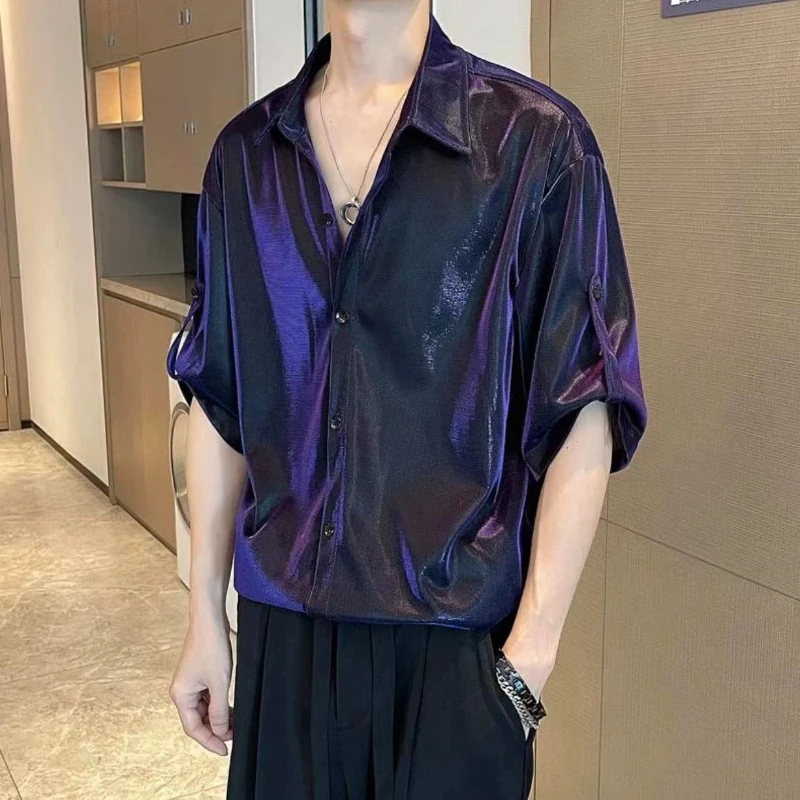 Мужская Летняя универсальная рубашка Chao Pai красивая с квадратным воротником и