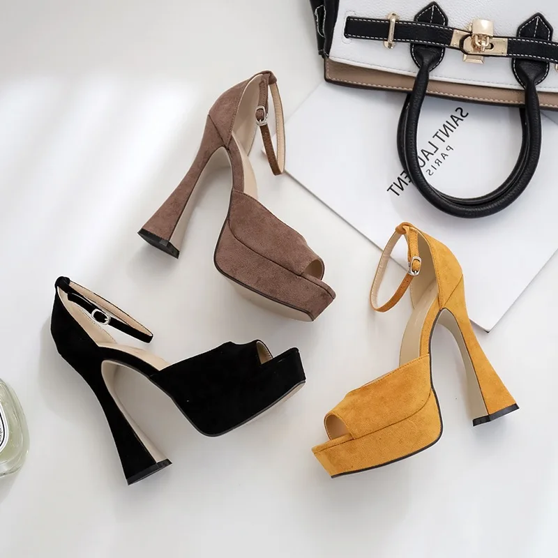 

Women's Sandals High Heels Straps Fashion Thick Sole Platform Shoes Woman Summer 2022 Shoe Luxury