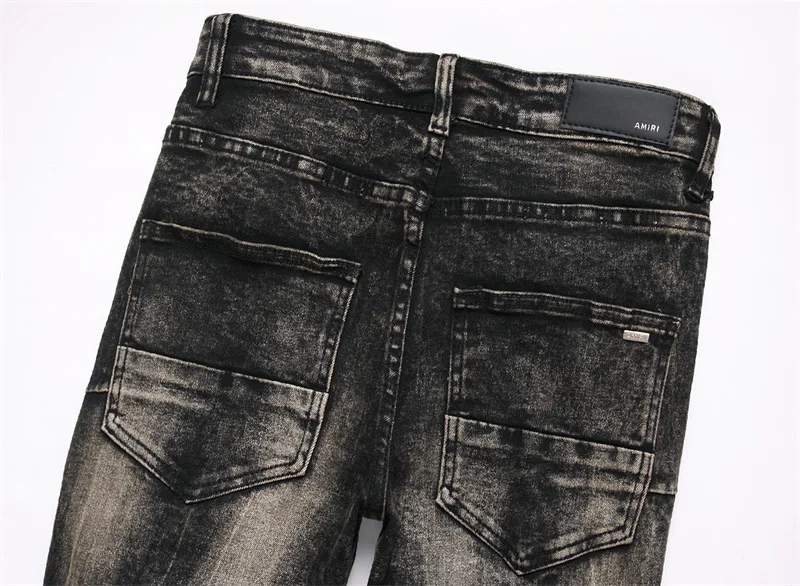 Джинсы мужские прямые в стиле хип-хоп с металлическим украшением