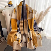 wool shawl for women to take carriage bib thickened warm air conditioning double sided cashmere scarf for women in winter