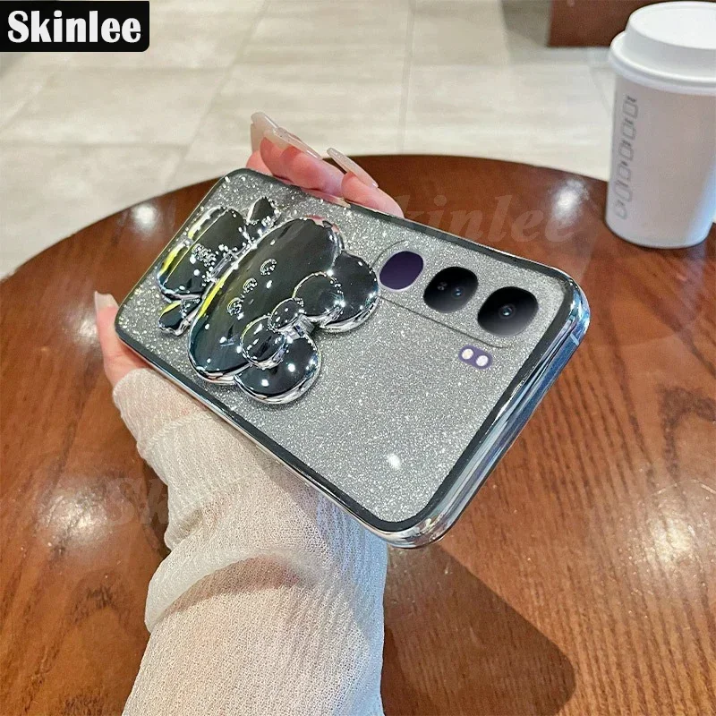 Чехол с блестящим зеркалом и держателем для vivo V40 Lite 4g5G Pro V40SE чехол из ТПУ VIVO pro SE 80W